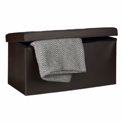 Relaxdays 4052025046545, Pouff/poggiapiedi, Rettangolo, Marrone, Ecopelle, 300 kg, 760 mm