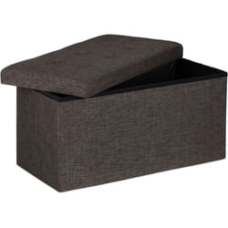 Pouf con Contenitore xl, Cassapanca con Coperchio, Panca Pieghevole, Sgabello Poggiapiedi, 36x76x38 cm,Marrone - Relaxdays
