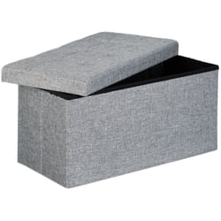 Pouf con Contenitore xl, Cassapanca con Coperchio, Panca Pieghevole, Sgabello Poggiapiedi, 36x76x38 cm, Grigio - Relaxdays