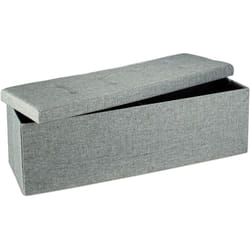 Pouf Pieghevole Con Contenitore xxl, Panca Divanetto Portaoggetti, Lino, HxLxP 38 x 114 x 38 cm, Grigio - Relaxdays
