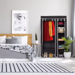 Relaxdays 4052025047252 armadio/guardaroba per camera da letto 5 ripiani 2 porta/porte Nero