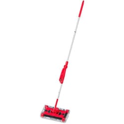 Relaxdays - Scopa Elettrica a Batteria con Caricatore, Testa Snodata Accessorio Facile da Usare, Regolabile, Rosso Argento