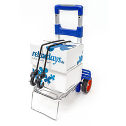 Carrello Portapacchi, Carrellino da Trasporto con Ruote, Trolley Porta Pacchi Pieghevole, in Alluminio, Blu - Relaxdays