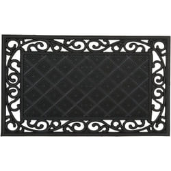 Relaxdays - Zerbino Ingresso Casa, 75x45 cm, Tappetino Rettangolare Classico, in Gomma Antiscivolo, Indoor & Outdoor, Nero