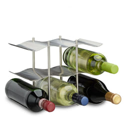 Relaxdays - Cantinetta per 9 Bottiglie in Acciaio Inox, Design Moderno, Portabottiglie, HxLxP: 22 x 27 x 16,5 cm, Argento