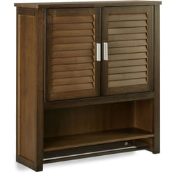 Relaxdays Mobile Pensile LAMELL, Armadietto con Portasciugamani, Mobiletto Bagno, Bambù, 66 x 62 x 20 cm, Marrone Scuro