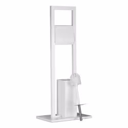 Relaxdays 10020929, Scopino da bagno e supporto, Bianco, Bamboo, Acciaio inox, Plastica, 360 mm