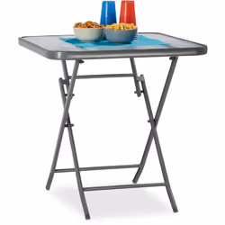 Tavolino in vetro pieghevole, ideale per balcone, terrazza o giardino. Invitate i vostri amici a bere un caffè all'aria apert ...