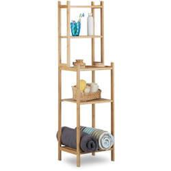Relaxdays - Scaffale bagno in bambù 5 ripiani per cucina corridoio mobiletto aperto HxLxP: 121 x 33 x 28 cm, beige