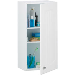 Relaxdays - Pensile Bagno, Armadietto, Mobiletto, Design a Lamella, 2 Ripiani, Legno mdf, hlp: 60 x 30 x 20,5 cm, bianco