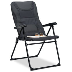 Sedia da Campeggio Imbottita comfort, Poltrona da Esterno Regolabile Pieghevole HxLxP 107 x 60 x 68 cm, Grigio - Relaxdays