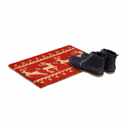 Relaxdays 10020207, Zerbino decorativo, Interno/esterno, Rettangolare, Marrone, Rosso, Fantasia, Cocco