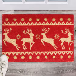 Relaxdays 10020207 Zerbino decorativo Interno/esterno Rettangolare Marrone, Rosso