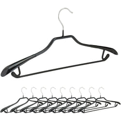 Relaxdays Set 10 grucce per completi, omini appendiabiti gommati, in metallo, antiscivolo, salvaspazio, 44 cm, nero