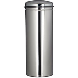 Relaxdays - Pattumiera 50 l, con sensore, in acciaio, alto 80 cm, diametro 30 cm coperchio automatico, tondo, argento