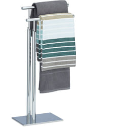 Portasciugamani da Terra, Piantana, per Bagno e Cucina, Metallo Effetto Inox, 78x46x20 cm, pagnoni, Argentato - Relaxdays