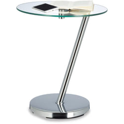 Tavolino da Salotto, da Caffè in Vetro e Metallo Cromato, Rotondo, h x l x p: 52 x 45 x 45 cm, Argento - Relaxdays