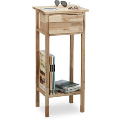 Relaxdays - Mobiletto da Salotto, in Legno di Noce, con Cassetto e 2 ripiani, Ingresso, HxLxP: 80 x 35 x 30 cm, Naturale