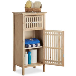 Relaxdays - Mobiletto Salvaspazio, Legno di Noce, Armadietto, Mezza Altezza, Mobile Cassettiera. 82x40x29, legno naturale