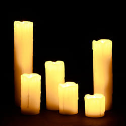 Relaxdays - Candele a led, Set da 6 Candeline in Cera Vera senza Fiamma, Luce Tremolante Elettrica, Batterie, ø 5 cm,crema