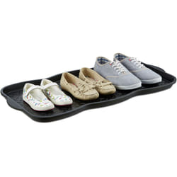Poggiascarpe, Vaschetta per Scarpe Piccola Plastica, 3 Paia. Bordi Rialzati Cattura Sporco, 3x75x38 cm,nero - Relaxdays