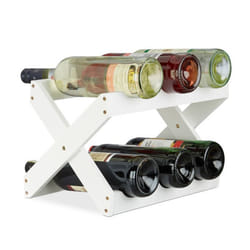 Relaxdays 10022759 scaffale per vino Griglia per vino da tavolo 6 bottiglia/bottiglie Bamboo Bianco