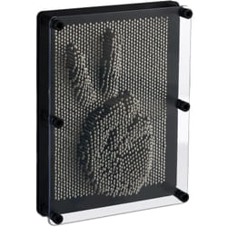 Relaxdays - Pin Art 3D, Board Pins per Sculture, Pinpressions, Gioco con i Chiodini Modellanti, h x l: 20x15, nero/argento