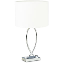 Relaxdays - Lampada da tavolo comodino argento paralume tondo struttura ferro hlp: 51x28x28 cm bianco