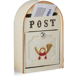 Relaxdays - Cassetta per la Posta Antica, Casella Postale in Stile Vintage, Design Shabby, Metallo, hlp 30x20x8 cm, beige