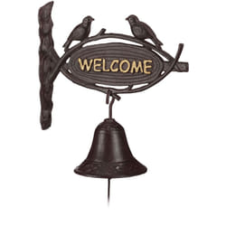 Relaxdays - Campanella per Porta, Ghisa, welcome e Uccellino, Fascino Retro, Casa e Giardino Stile Rustico, Marrone Scuro