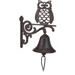 Relaxdays - Campanella per Porta con Gufo in Ghisa, Stile Rustico, Antico, Uccello, Cordicella, Resistente, Marrone Scuro