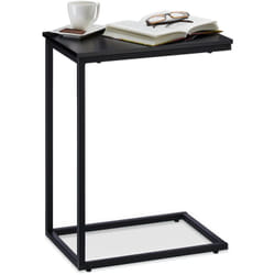 Relaxdays - Tavolino a c, Tavolo Laterale da Divano, Struttura in Acciaio, Pannello Melaminico, da Salotto h: 60 cm, Nero