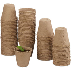 Relaxdays - Set da Vasetti per Piantine, Biodegradabili, da Torba, Rotondi, 80 Piccoli Vasi, in Cellulosa, d: 8 cm, Beige