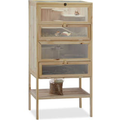 Relaxdays - Maxi Gabbia per Criceti, Villa per Roditori, 3 Piani, Scalette, Porte, Tetto, 120x60x40 cm, Legno Naturale