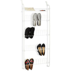 Scarpiera Ingresso da Appendere, 12 Paia, Cestino, da Appendere, su 4 Livelli, Ferro, hlp 144x60x19 cm, bianco - Relaxdays