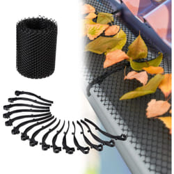 Relaxdays - Protezione Anti-Foglie per Grondaie, Lunga 6 m, in Plastica, Striscia Cattura Foglie, Larga 15 cm, Nero