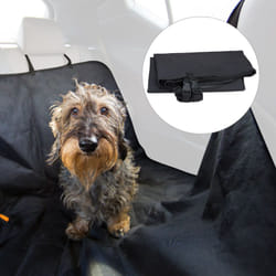 Coprisedile per Cani, 4 Chiusure per il Poggiatesta, Telo Protettivo per Sedile Posteriore, Coperta Auto per Cane, l x p 136 x 142 cm, Nero