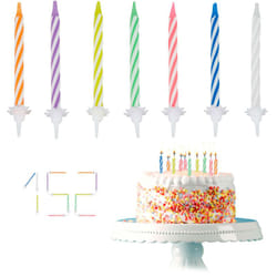 Relaxdays - Candeline per Compleanno, Set da 152 Candele e Supporti, per Torte e Party, Oggetti Decorativi, 6 cm, Colorate