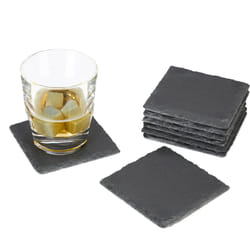 Relaxdays - Sottobicchieri in Ardesia, Set da 8, Quadrati 10x10 cm, Poggiabicchieri Facili da Pulire, Grigio