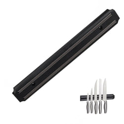 Relaxdays - Barra Magnetica a Parete, Porta Utensili, Supporto da Cucina, Coltelli & Attrezzi, Plastica, l 33 cm, Nero