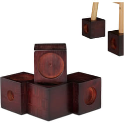 Relaxdays Rialzo in Bambù per Mobili, Set da 4, Piedini per Gambe di Tavolo e Sedie, H:9,4 cm, Marrone Scuro