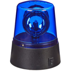 Relaxdays - Sirena Party, led Lampeggiante Blu con Riflettore Girevole a Batteria, Senza Fili, Decorazione Festa, Blu