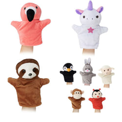 Relaxdays - Burattini, Marionette, Bambini, Set da 8 Animali, Pinguino, Scimmia, Unicorno, Bradipo, Fenicottero, colorati