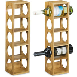 2x Cantinetta in Bambù, Scaffale Portabottiglie in Bambù Scaffale 5 Bottiglie di Vino, 53 x 14 x 12 cm, Naturale