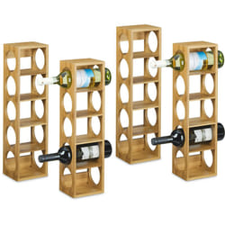 Relaxdays - 4x Cantinetta in Bambù, Scaffale Portabottiglie in Bambù Scaffale 5 Bottiglie di Vino, 53 x 14 x 12 cm, Naturale