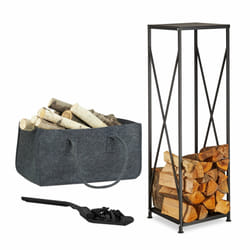 Relaxdays 10024457 carrello e supporto per legna