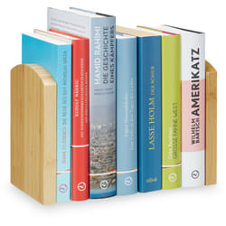 Relaxdays - 2 Reggilibri, Sostegno per cd, dvd e Libri, Fermalibri a Angolo hlp: 17x11,5x12,5 cm, Legno Naturale