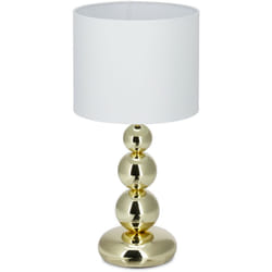 Relaxdays - Lampada da Tavolo Dorata, Rotonda, dal Design Originale, E27, Camera da Letto & Soggiorno,HxD 50x25,bianco/oro