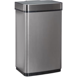 Pattumiera 60 l con Sensore di Movimento, Contenitore Rifiuti, Bidoncino Spazzatura in Acciaio Inox, a Batterie, Grigio