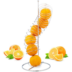 Relaxdays - Portafrutta a Spirale in Metallo, Cestino per Arance e Mele, Per 7 Frutti, HxLxP: 48 x 21 x 21 cm,argento